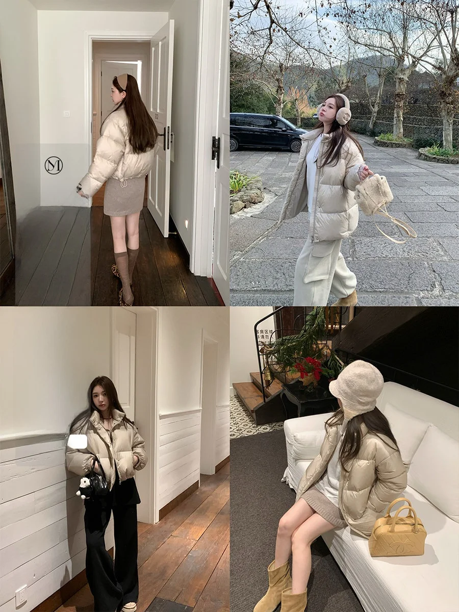 

Женская теплая пуховая куртка YUYEE90: зимнее пальто средней длины с воротником-стойкой, ветрозащитное, однотонное