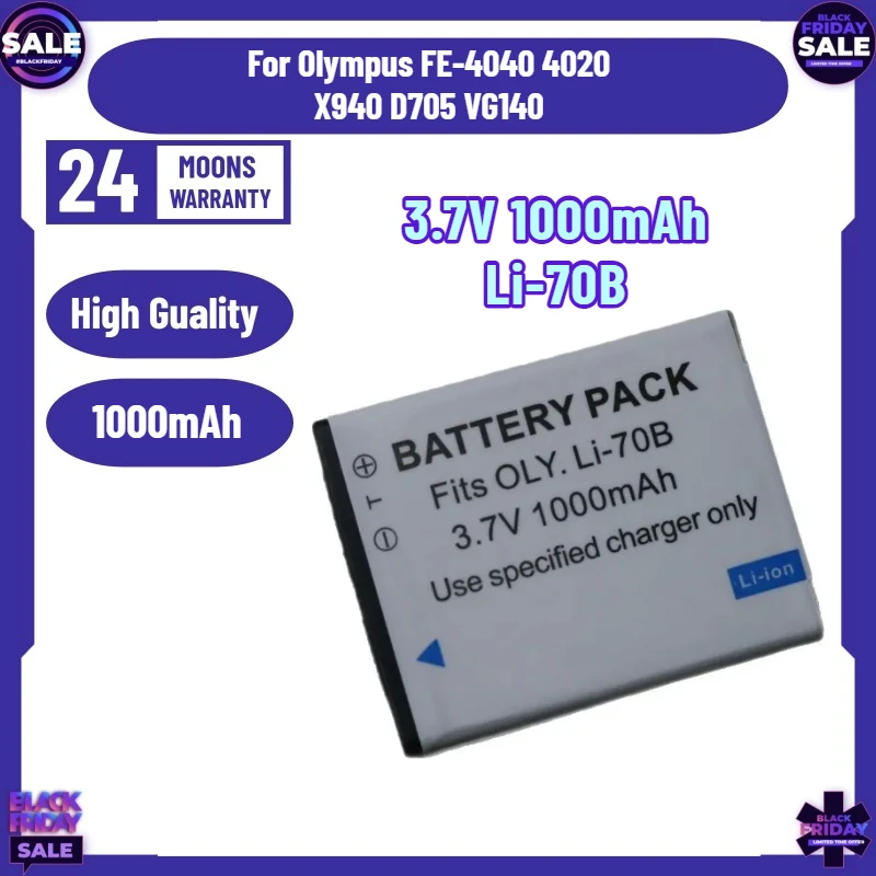 New High-quality 1000mAh Li-70B Li 70B Battery with Charger for Olympus VG-110, VG-120, VG-130, VG-140, VG-160, FE4020