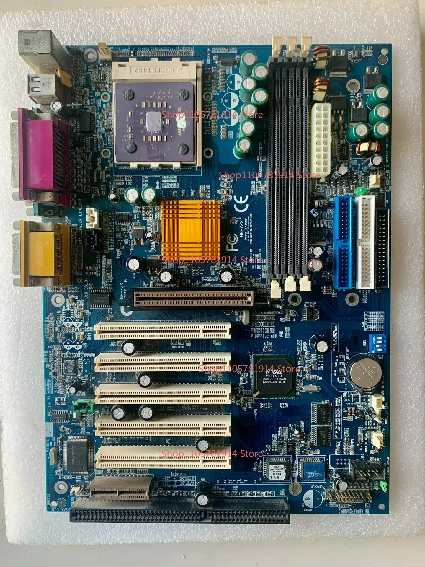 For Gigabyte Ga-7ZX, Socket462 Pin Old Main Board Kt133 Chipset, Dual Bios Design, Integrated Innovative Sound Card