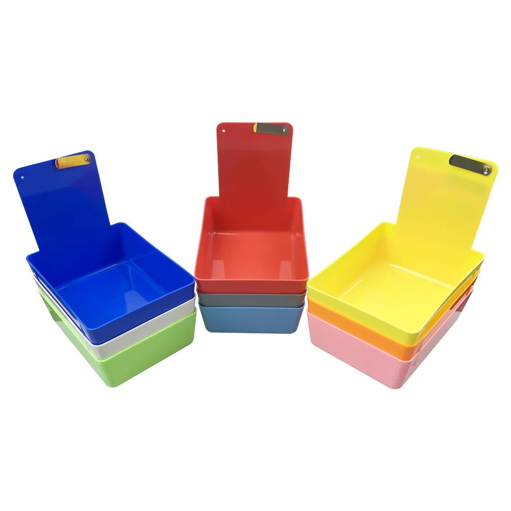 7Pcs Durable Dental Colourful Storage Box PP Plastic Tray Work Pan Storage Case With Clip Holder Dentistry Turnover Case