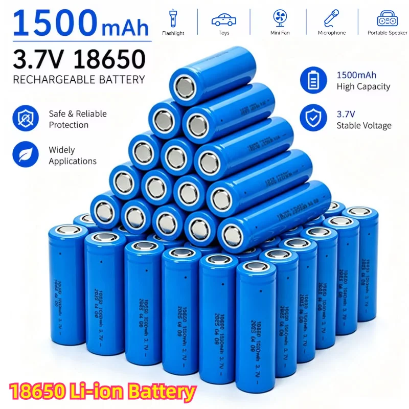 Original New 3.7V 1500mAh 18650 Li-Ion Rechargeable Battery for Headlamp Mini Fan Laser Pointer Flashlight DIY Power Bank