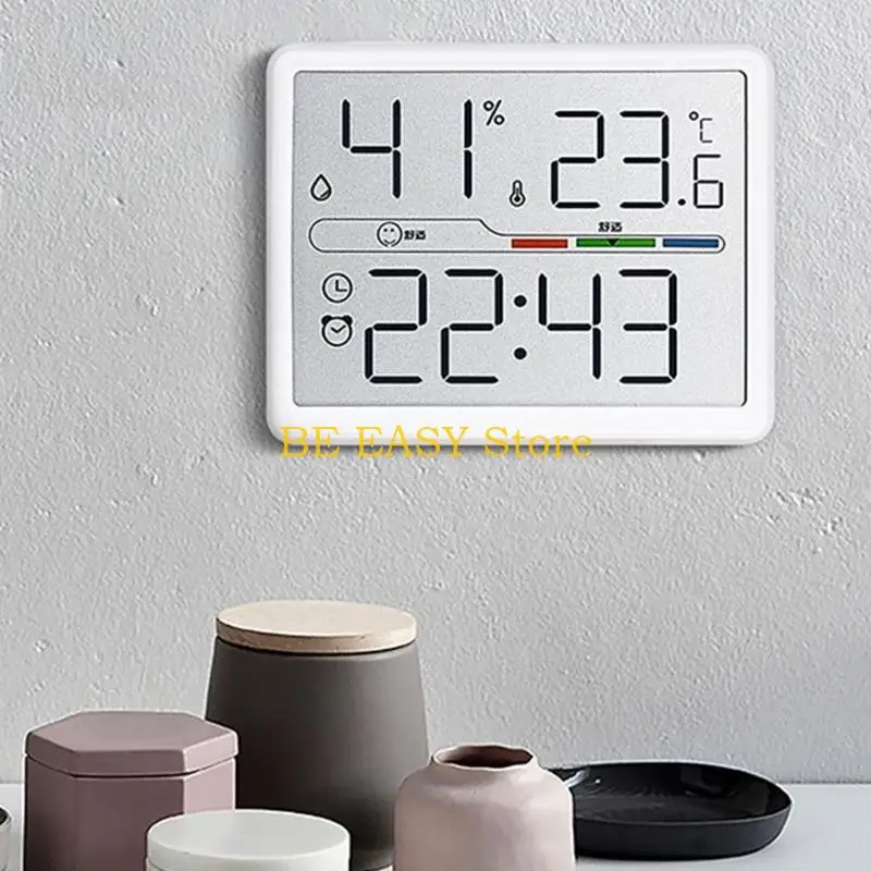 E28F Digital Clock with Magnets Attachments, Indoor Temperature Trackers, High Clear Time and Date Screen