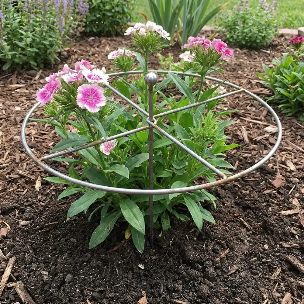 Sturdy Iron Art Metal Plant Support Ring Rust-Proof Weather-Resistant Garden Plant Holder Anti Lodging Smooth
