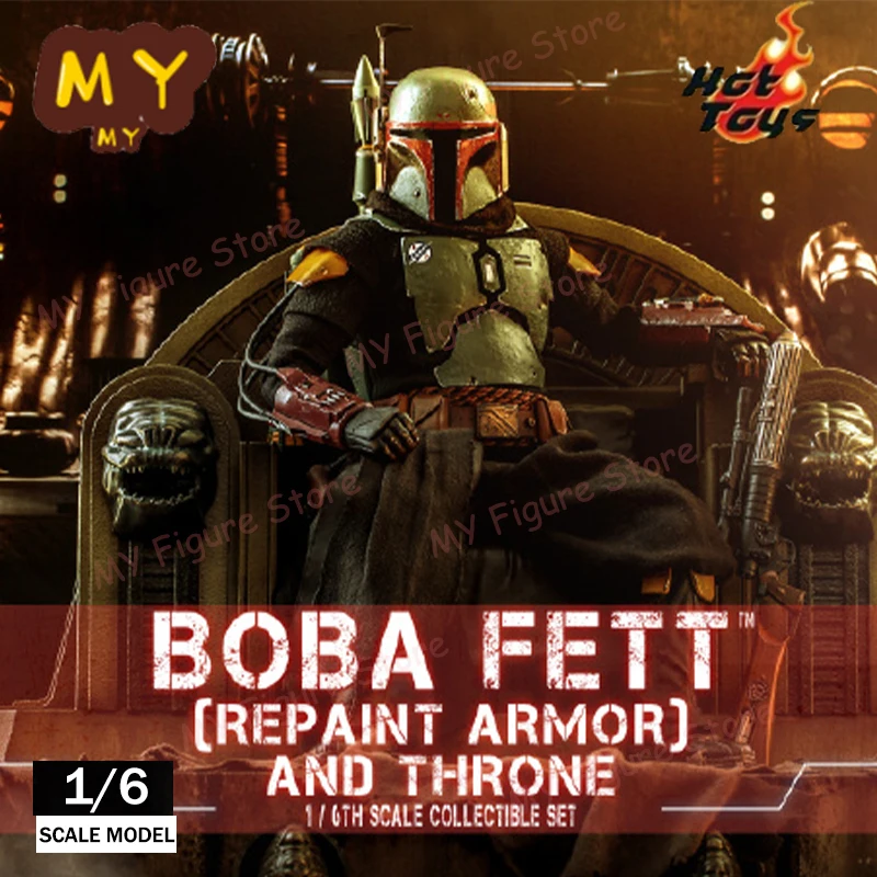 Original Hot Toys Boba Fett Figure 1/6 Star Wars Mandalorian Figurine Repaint Armor Throne HT TMS056 Statue Toy Birthday Gift