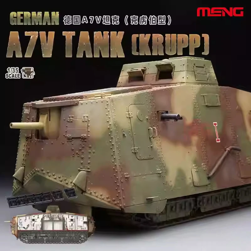 

MENG 1/35 TS-017 German A7V Tank (Krupp) Military Assembling Scale Model Kit DIY Toy, Collection Birthday Gift