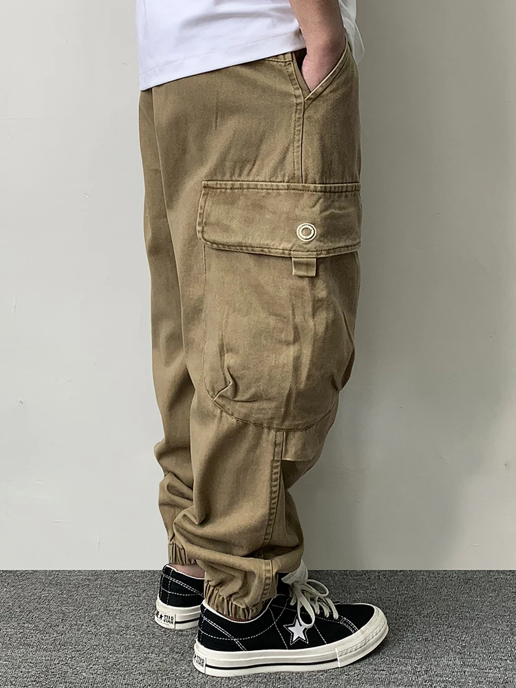 High Quality Long Staple Cotton Twill Multi-Process Cargo Pants Streetwear Khaki Work Pants For Men Harajuku Tactical Joggers - Image 4