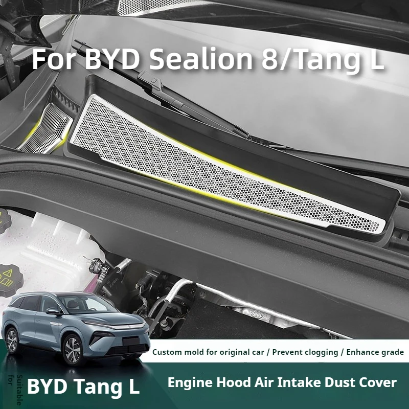 

Защитная крышка из нержавеющей стали для переднего капота и воздухозаборника двигателя, специально разработанная для автомобилей BYD Sealion 8 Tang L Dmi/P Ev.
