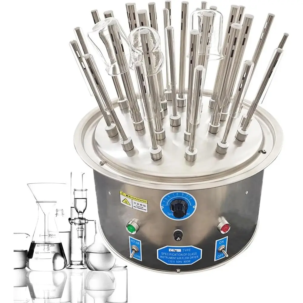 

Glassware Dryer with 30 Drying Pipes, Adjustable Temperature 40-120℃, for Test Tubes and Beakers, 110V