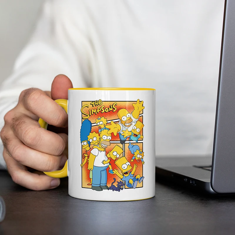 The Simpsons Tazze in ceramica Divertenti tazze da caffè Simpson Tazza da tè al latte creativa Tazza da colazione con farina d'avena per cartoni animati Bicchieri Regalo di compleanno