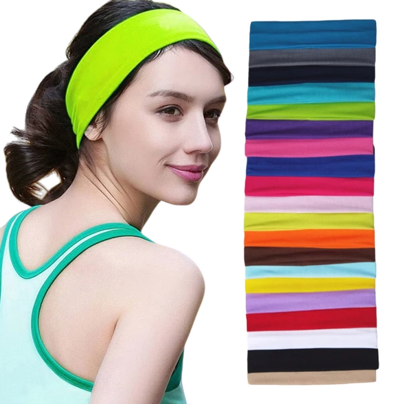 

7pcs/lot Summer Sports Yoga Headbands for Women Simple Adjustable Men Running Absorb Sweat Elastic Hair Bands Solid Headband