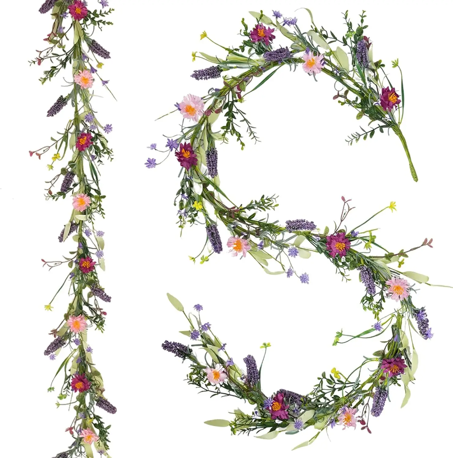 

6ft 2PCS Spring Vine Garland Artificial Flower Decor for Front Door Mantel Table Stair Railing Window Porch Indoor Outdoor Home