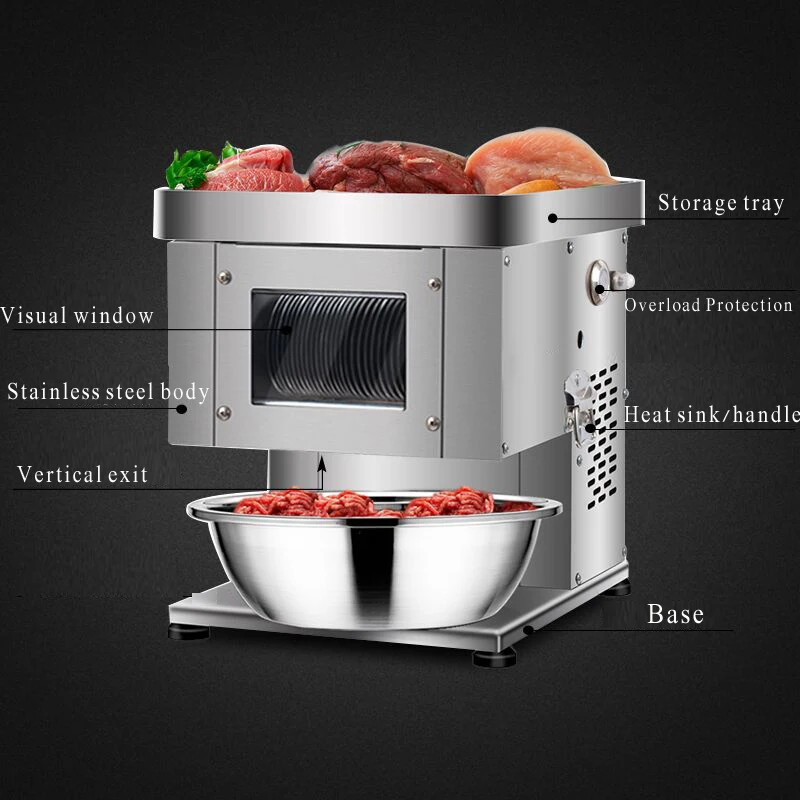 

Commercial Electric Meat Slicer Grinder Vegetable Cutter Shred Machine 1100W Home Automatic Food Chopper Chipper