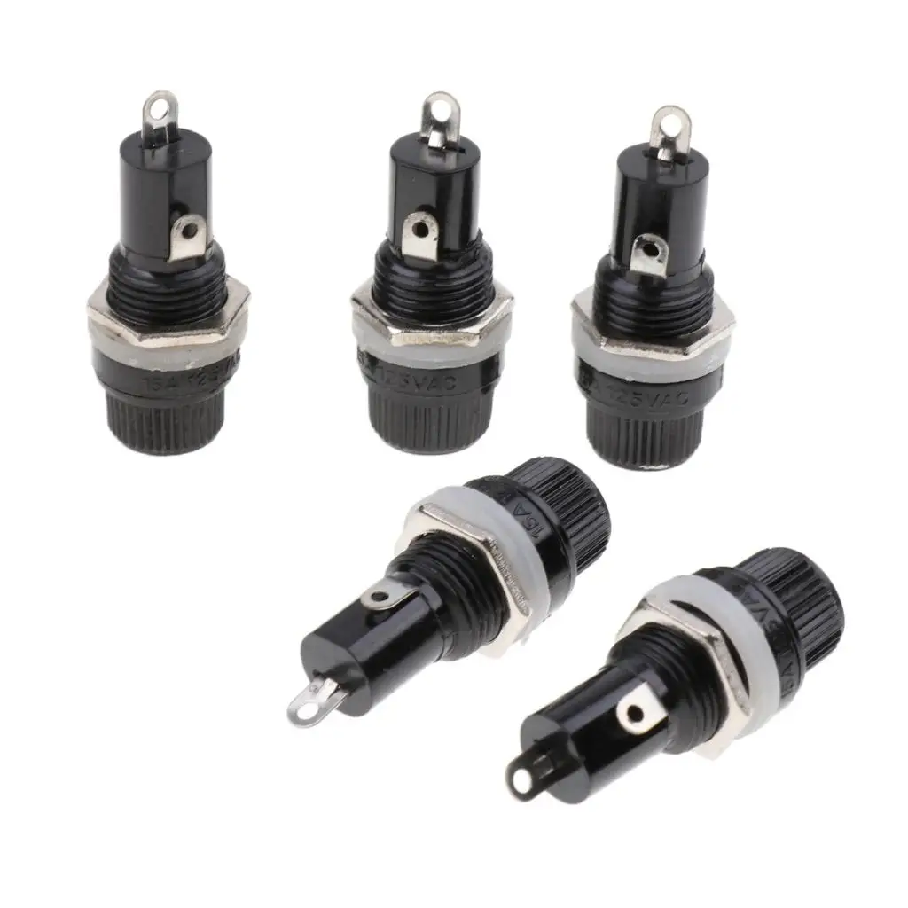 Fuse Box Block Panel Mount 2 Terminal Fuse Holder Screw Cap for Car Motorcycle 5x20mm Fuse Protection