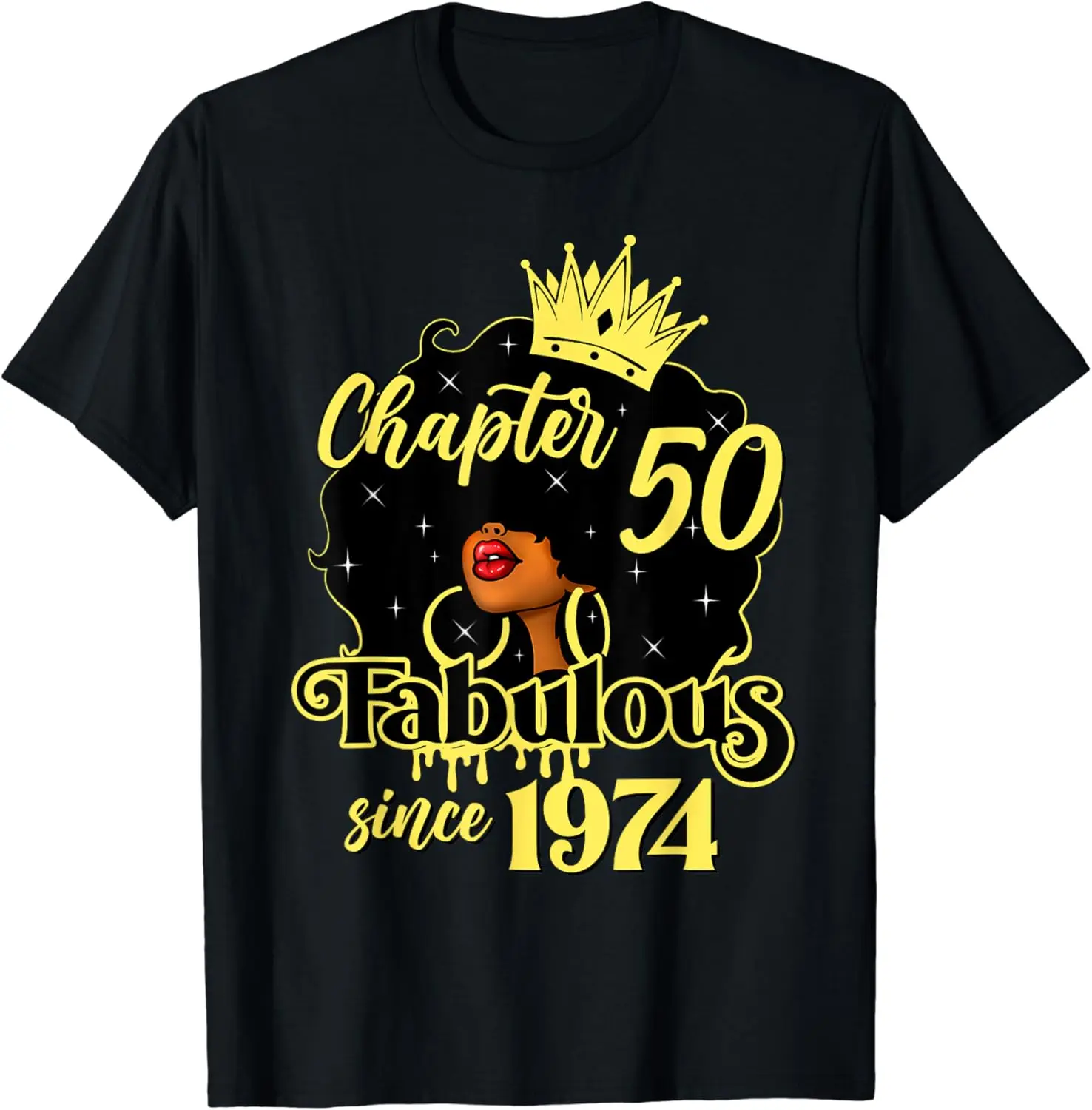 

Vintage 50th Birthday Chapter 50 Born 1974 Black Afro Girl T-Shirt