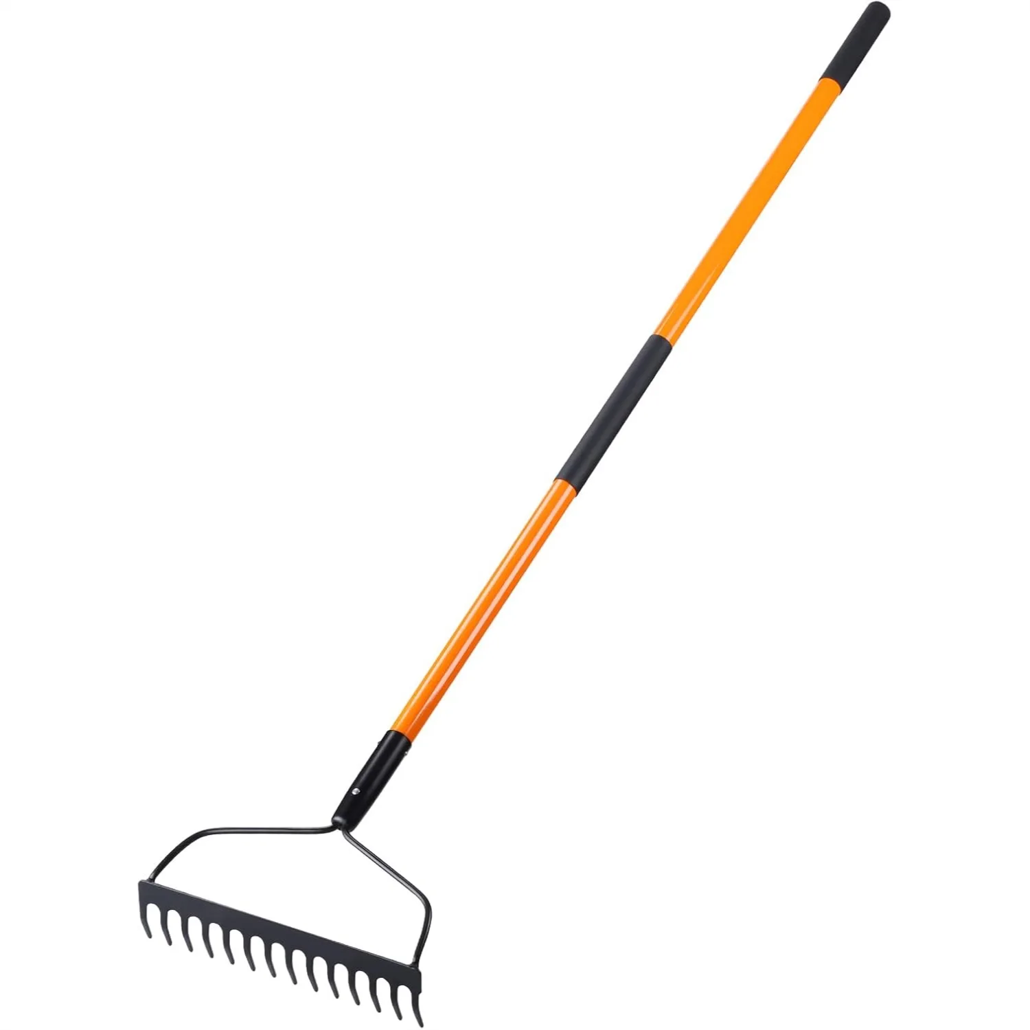 

Garden Rake for Lawns, Heavy Duty Bow Rake with 14 Steel Tines and Fiberglass Handle, 58 Inches