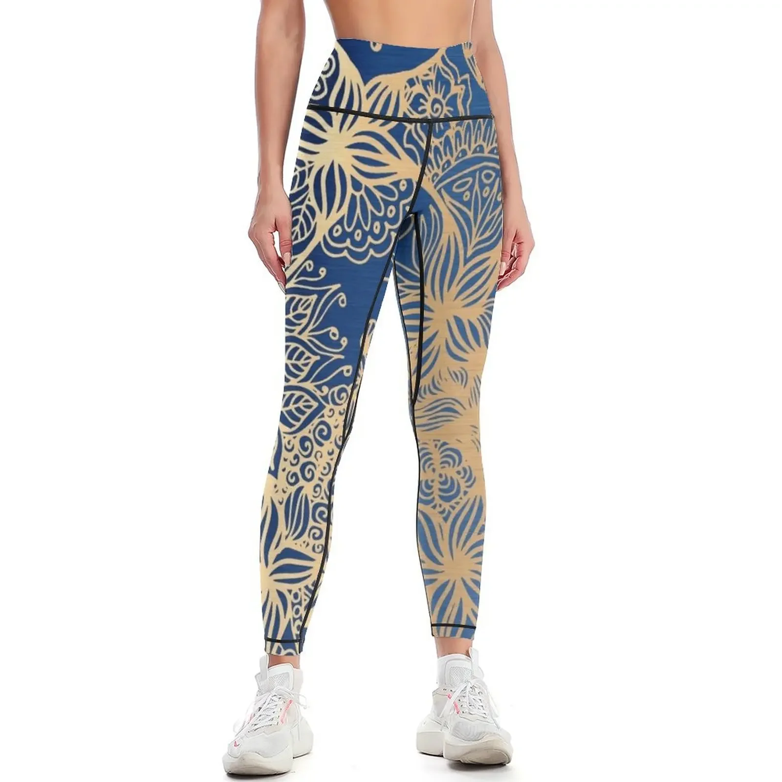 

Blue and Gold Mandala Patterns Leggings sporty woman gym Women's sportswear workout clothes for gym clothing Womens Leggings