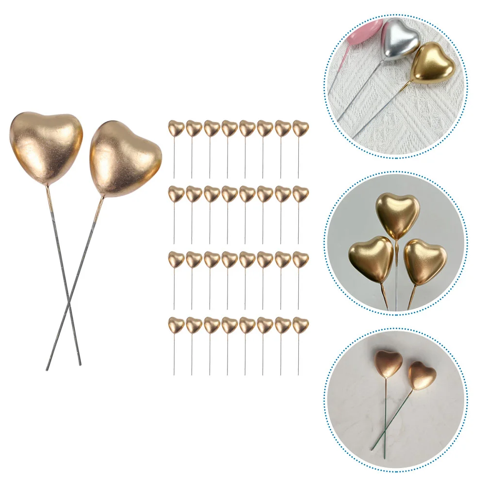 

Cake Topper Decoration Plug-in Creative Wire Heart Party Wedding Imitation Fondant Dessert Table Card 50pcs (gold) Baby