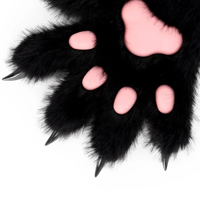 Animal Paws Claws Gloves Fursuit Cosplay Costume Accessories Furry Fur Cat Wolf Fox Dog Paw Halloween Party Roleplay Props view 6