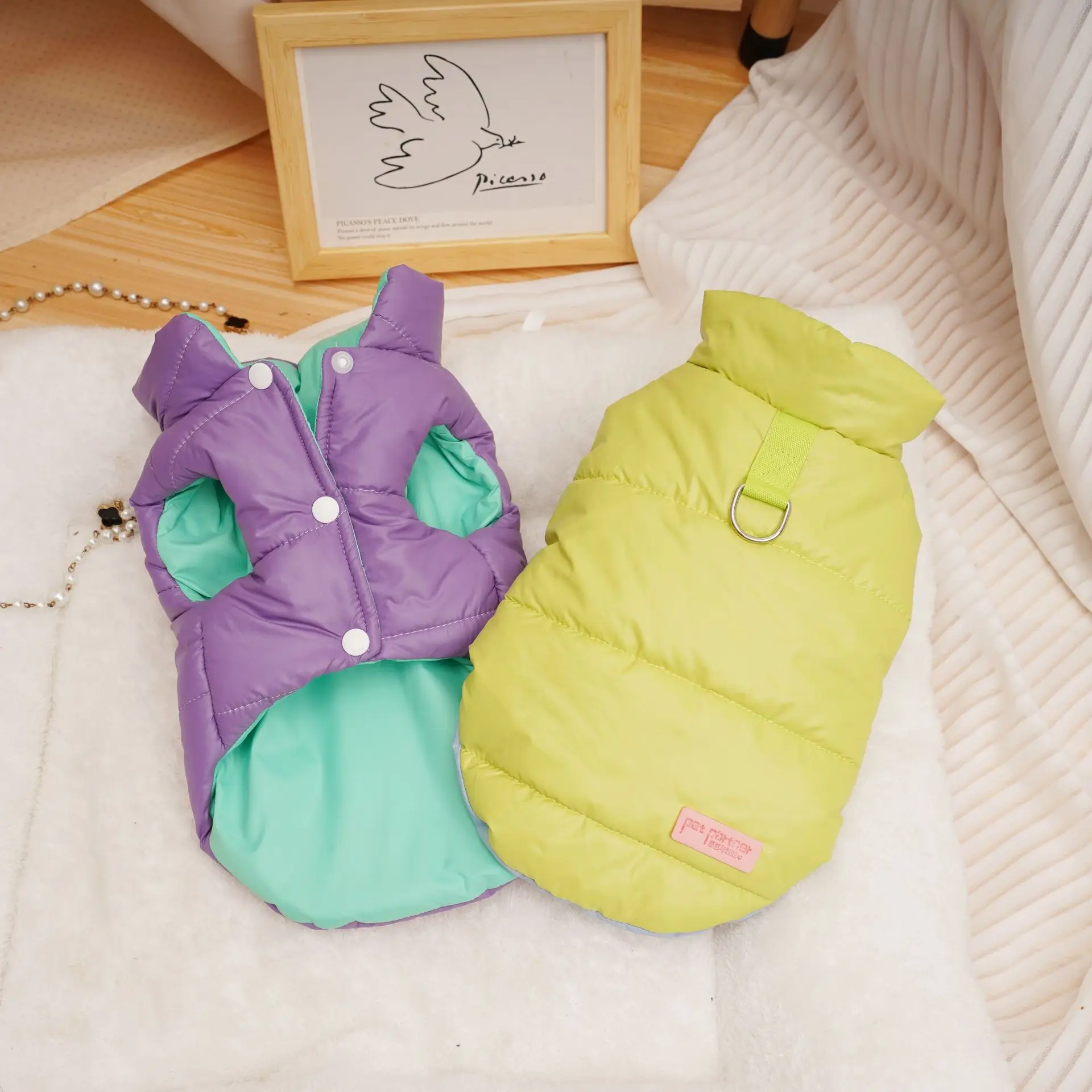 

Double Sides Pet Vest, Warm Windproof Reversible Dog & Cat Jacket, Double the Value for Winter