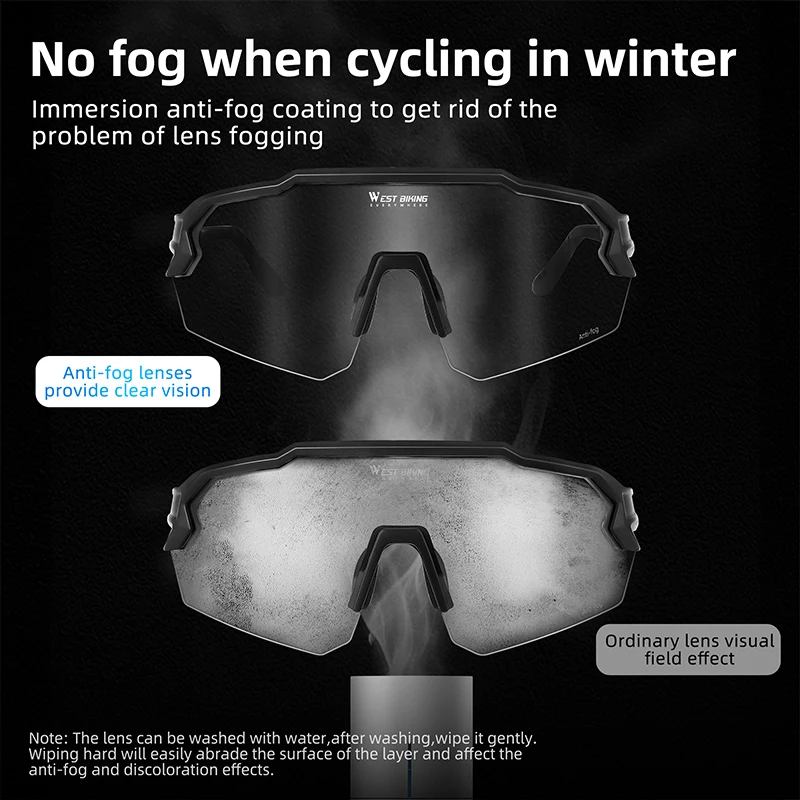 WEST BIKING Bicycle Glasses Photochromic Sunglasses Anti-fog Men Women MTB Cycling Road Eyewear New Outdoor Hiking Bike Goggles