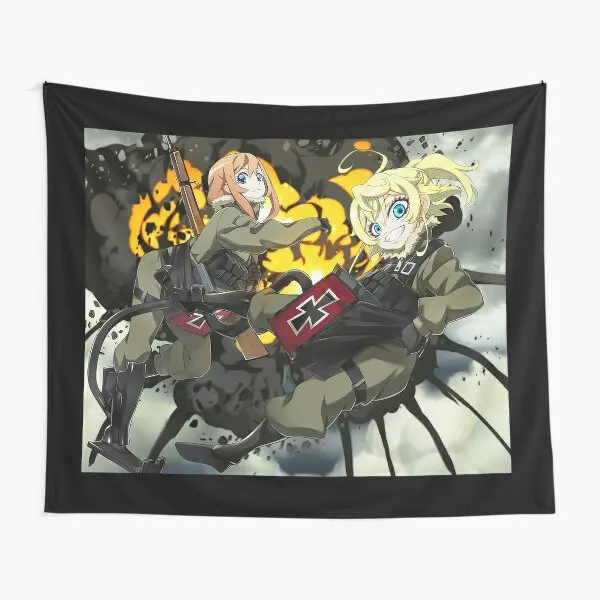 Youjo Senki And Friend P3K Art  Tapestry Hanging Beautiful Travel Mat Home Room Colored Printed Decor Bedspread Bedroom Living