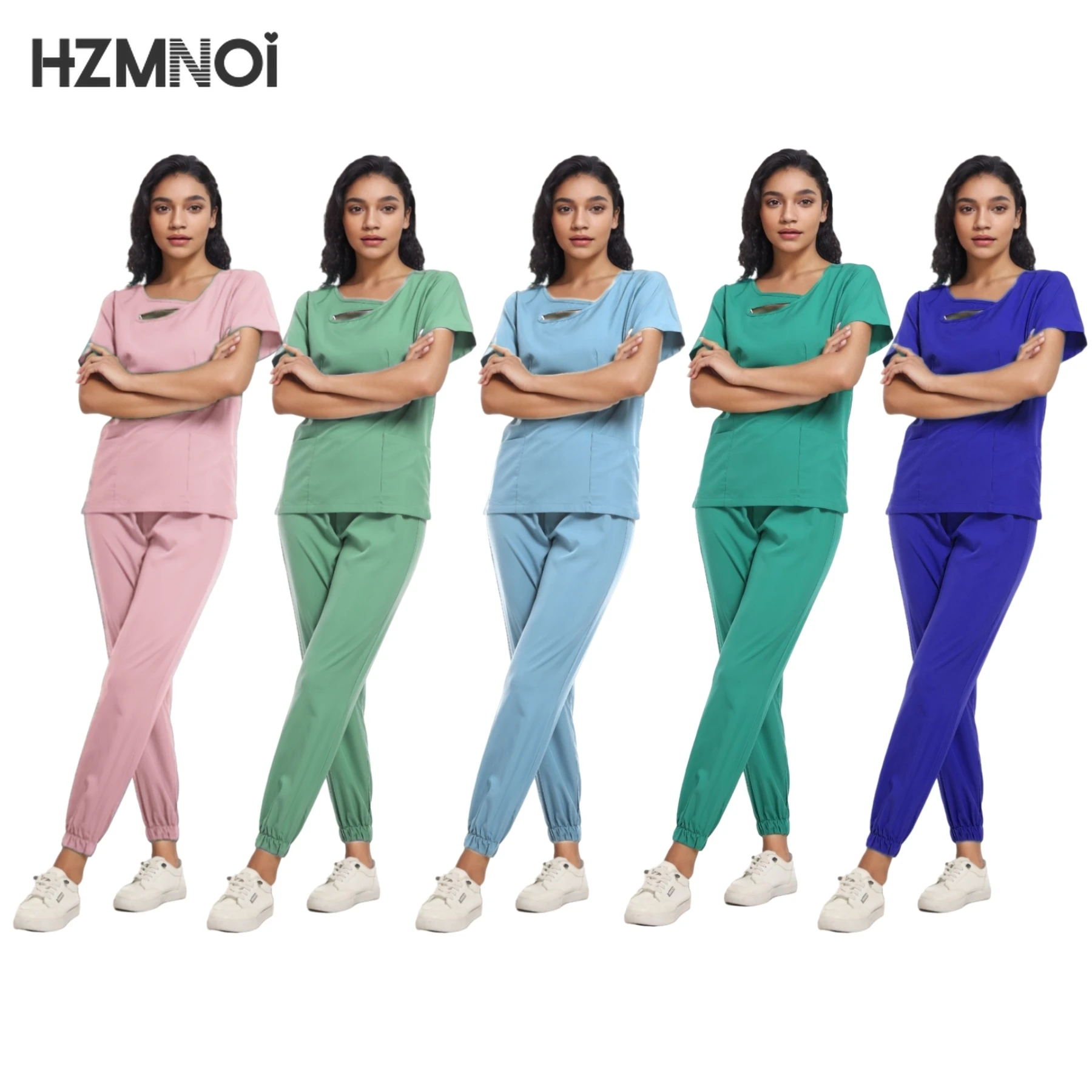 Woman Scrub Set Medical Nurse Surgical Uniforms Beauty Salon Workwear Clinical Scrubs Top + Pants Spa Doctor Nursing Tunic Suit