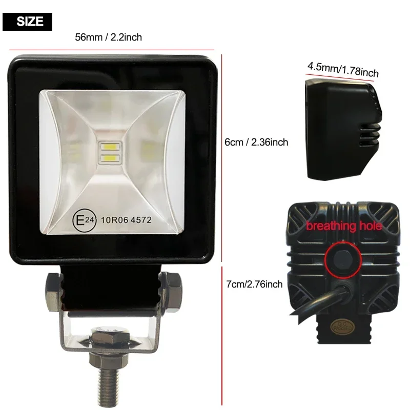LED Work Light Waterproof Angel Eyes Lamp For Motorcycle Offroad Car Boat ATV UTV Dune Buggy Jeep Agricultural Machinery Vehicle