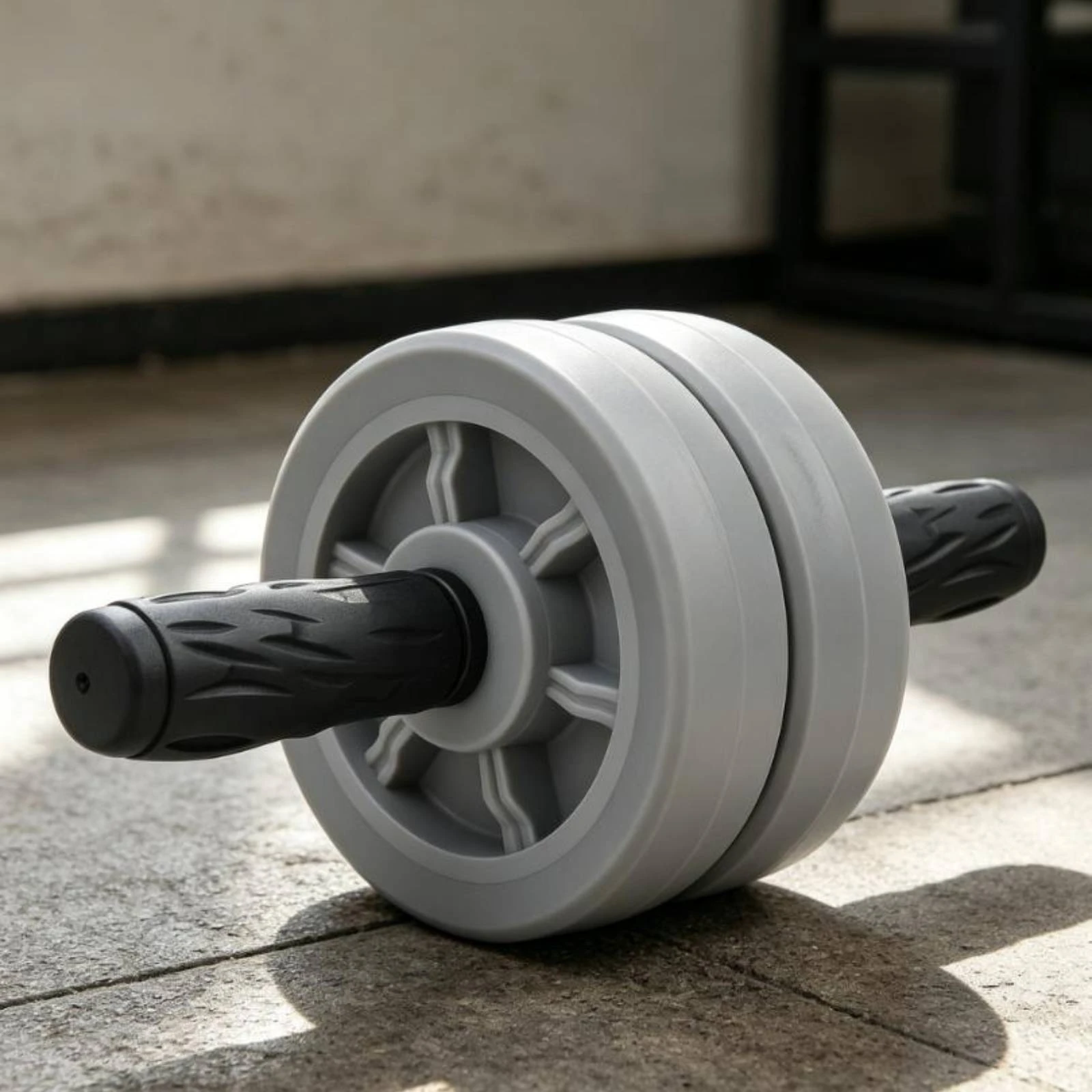 Double Wheel Ab Roller Textured Handles Dual Wheel Abdominal Roller Fitness Gear TPR Rubber Internal Bearings