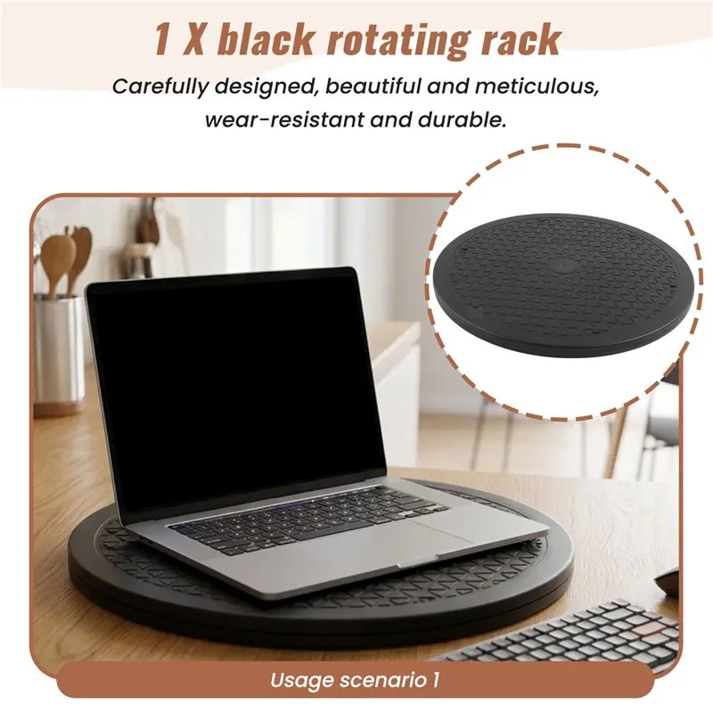 AB11-12 Inch Heavy Duty Rotating Swivel Steel Ball Bearings Stand For Monitor TV Turntable Lazy Susans Black Round Shape