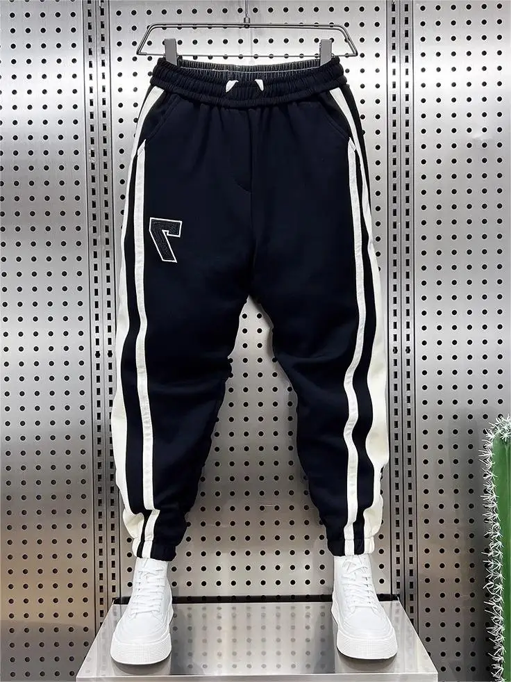 Fashionable Striped Color Block Sports Pants Loose Cuffed Casual Men's New Style Spring Autumn Loose Trousers Harlan Hoodies