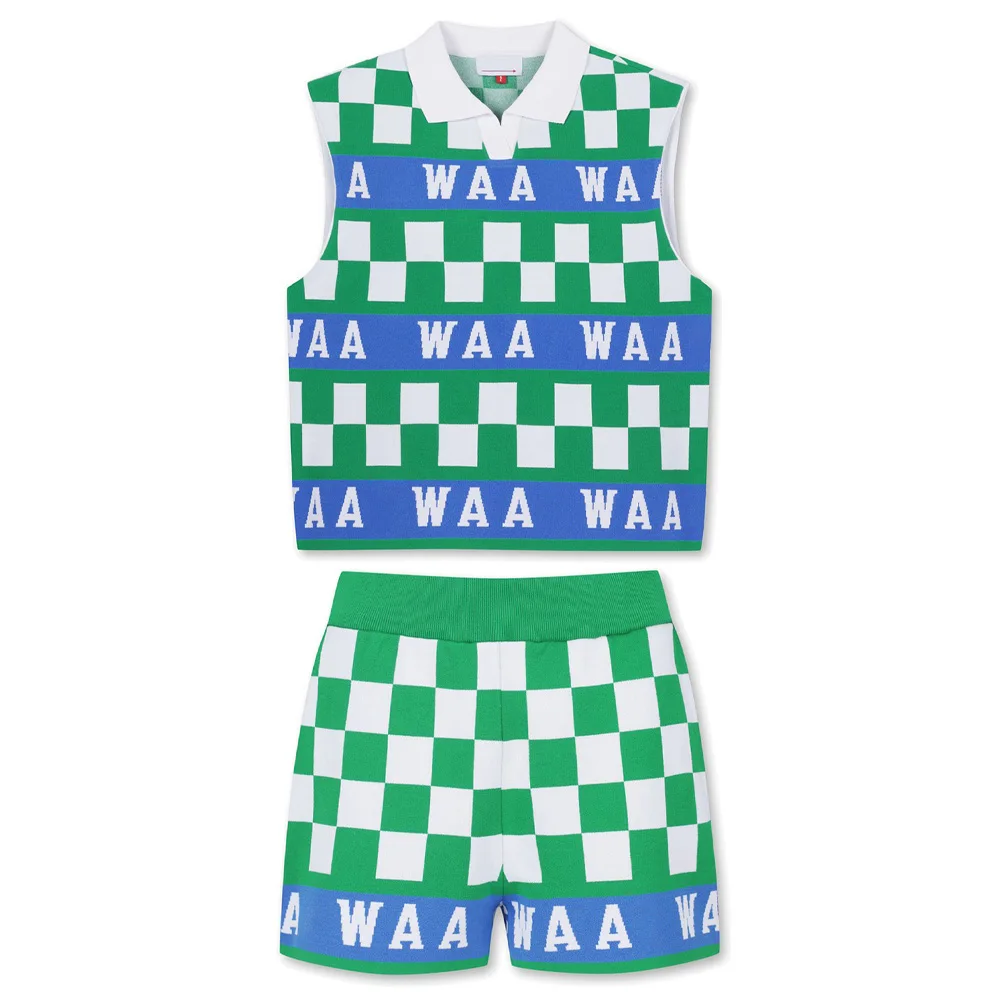 

New Women's Golf Set Spor Knitted Vest And Plaid Collar Trendy orts Lengthening Legs Faionable Commute Sle Regular Le...