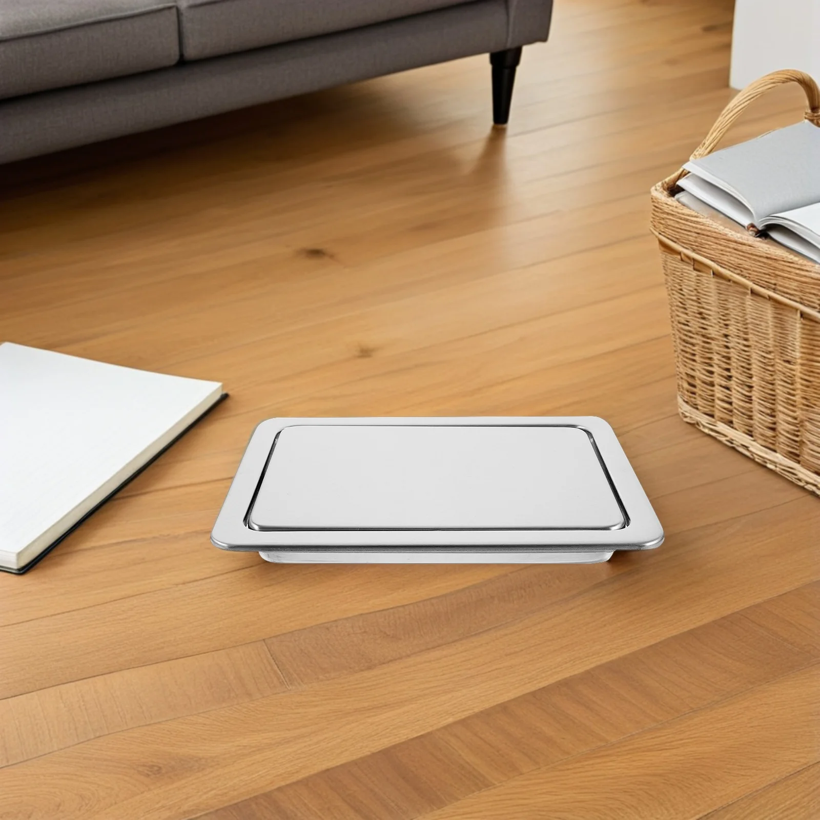 

2pcs Stainless Steel Recessed Trash Bin Lid Countertop Rectangle Swing Flap Cover For Kitchen Bathroom Brushed Metal