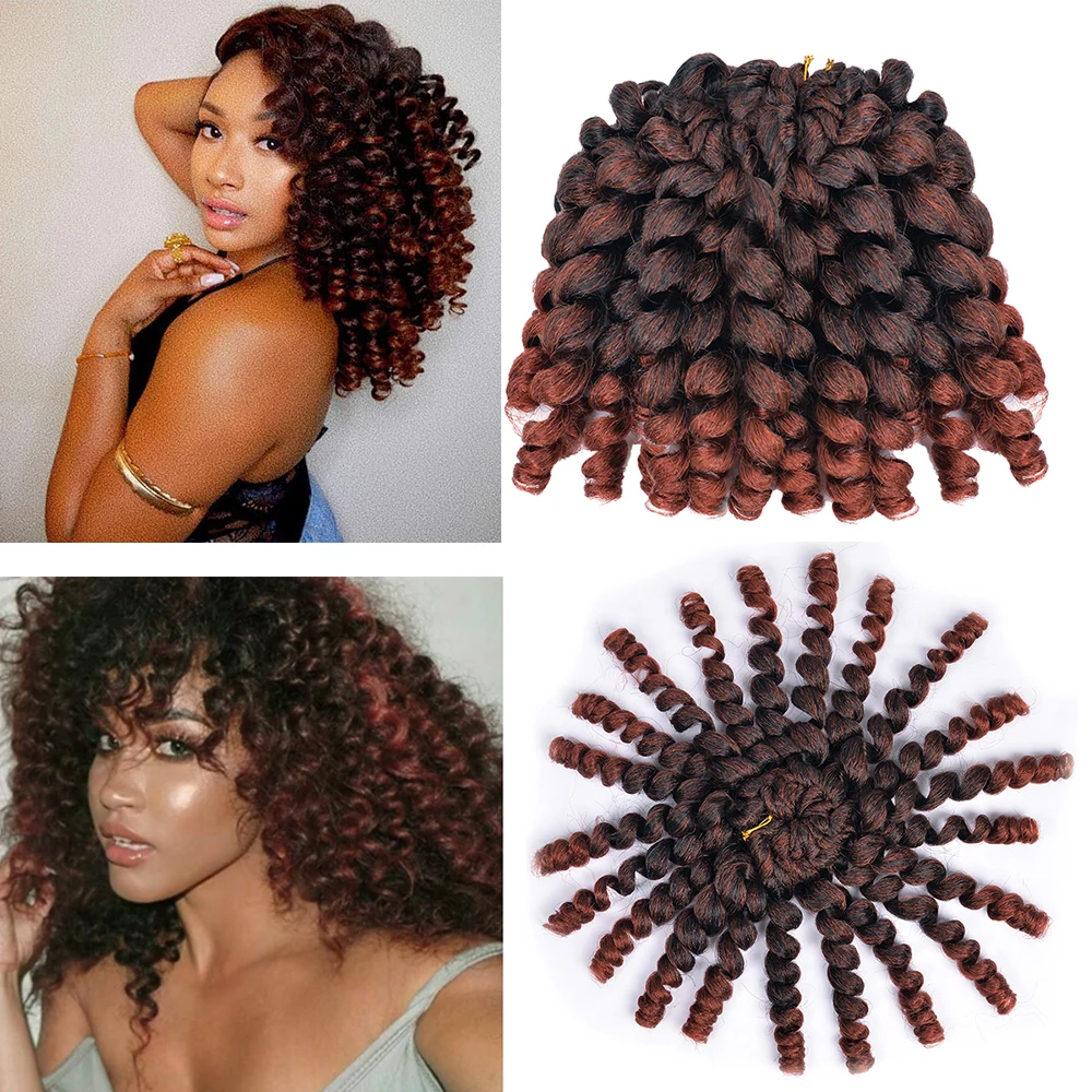 Extensão de cabelo sintético Crochet para mulheres negras, Ombre Braiding, Jumpy Wand, Curl Crochet Tranças, Jamaican Bounce Curly Hair