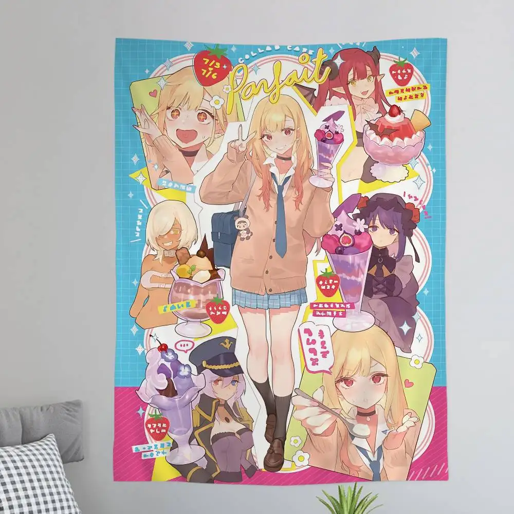 Kawayii My d-dress up darling Anime Tapestry Hippie Flower Wall Carpets Dorm Decor Wall Hanging Home Decor