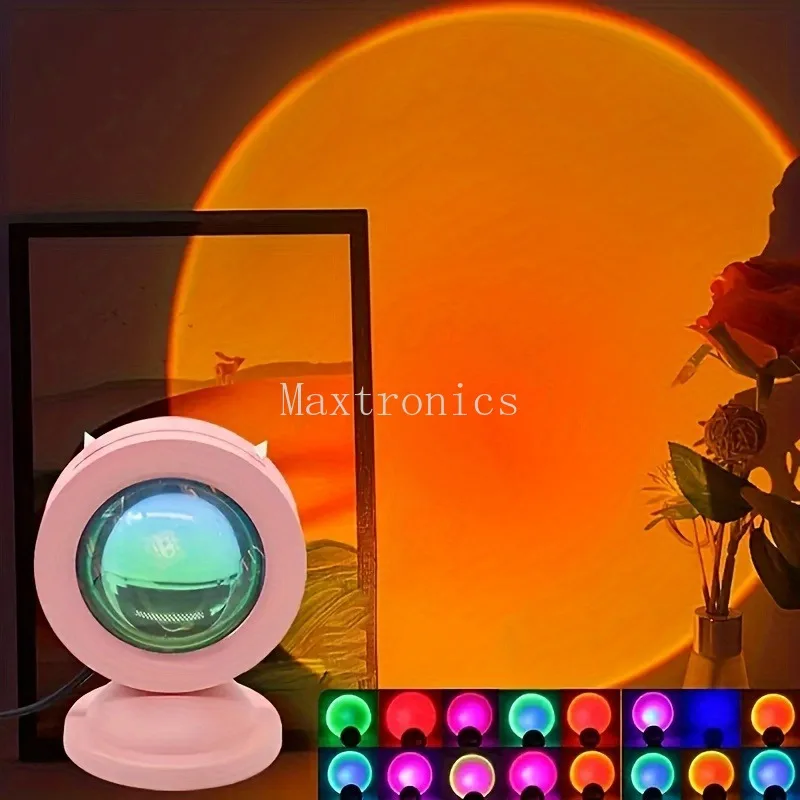 16Color Sunset Light Projection LED Light with Remote Control RGB Lighted Sunrise Lights for Festive Atmosphere Lamp Night Light