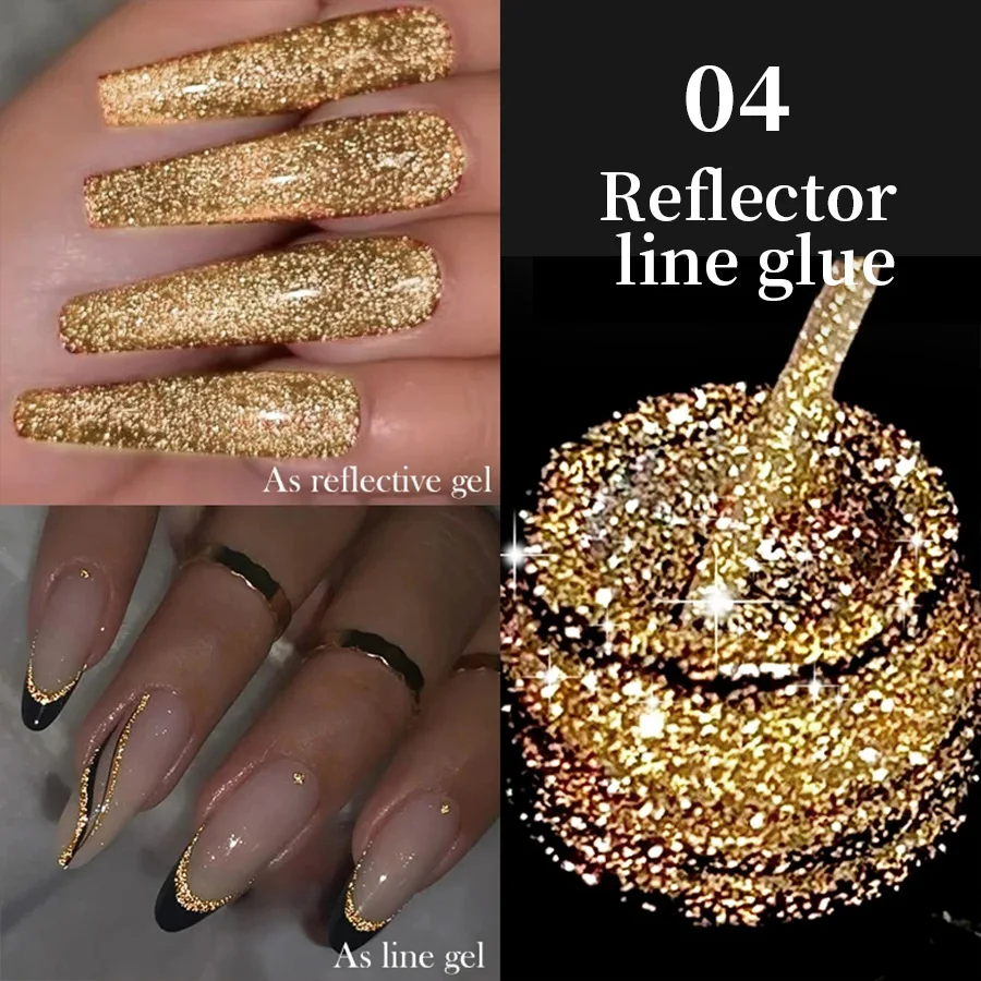 5ml 골든 샴페인 반사 젤 젤 네일 폴리쉬 에나멜 브라이트 프렌치 하프 폴리젤 본 프리티 젤 페인트 네일 아트