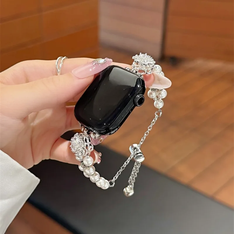 Rotating Flower Pearl for Apple iWatch strap 38mm 40mm 41mm 42mm 44mm 45mm 49mm fashionable strap
