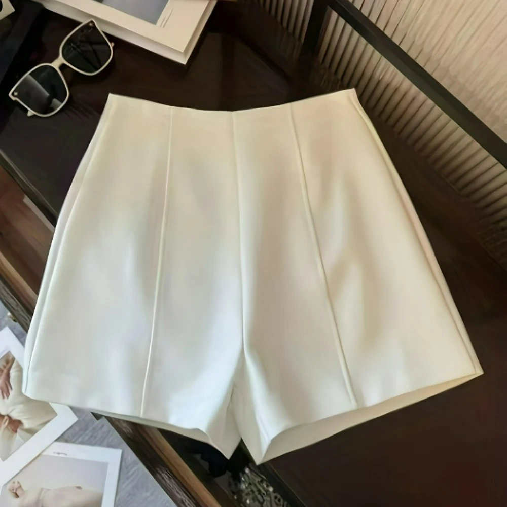 Fashion High-Waist Women's Shorts Elegant Casual Basic Back Zipper Wide-leg Short Pant Summer 2026