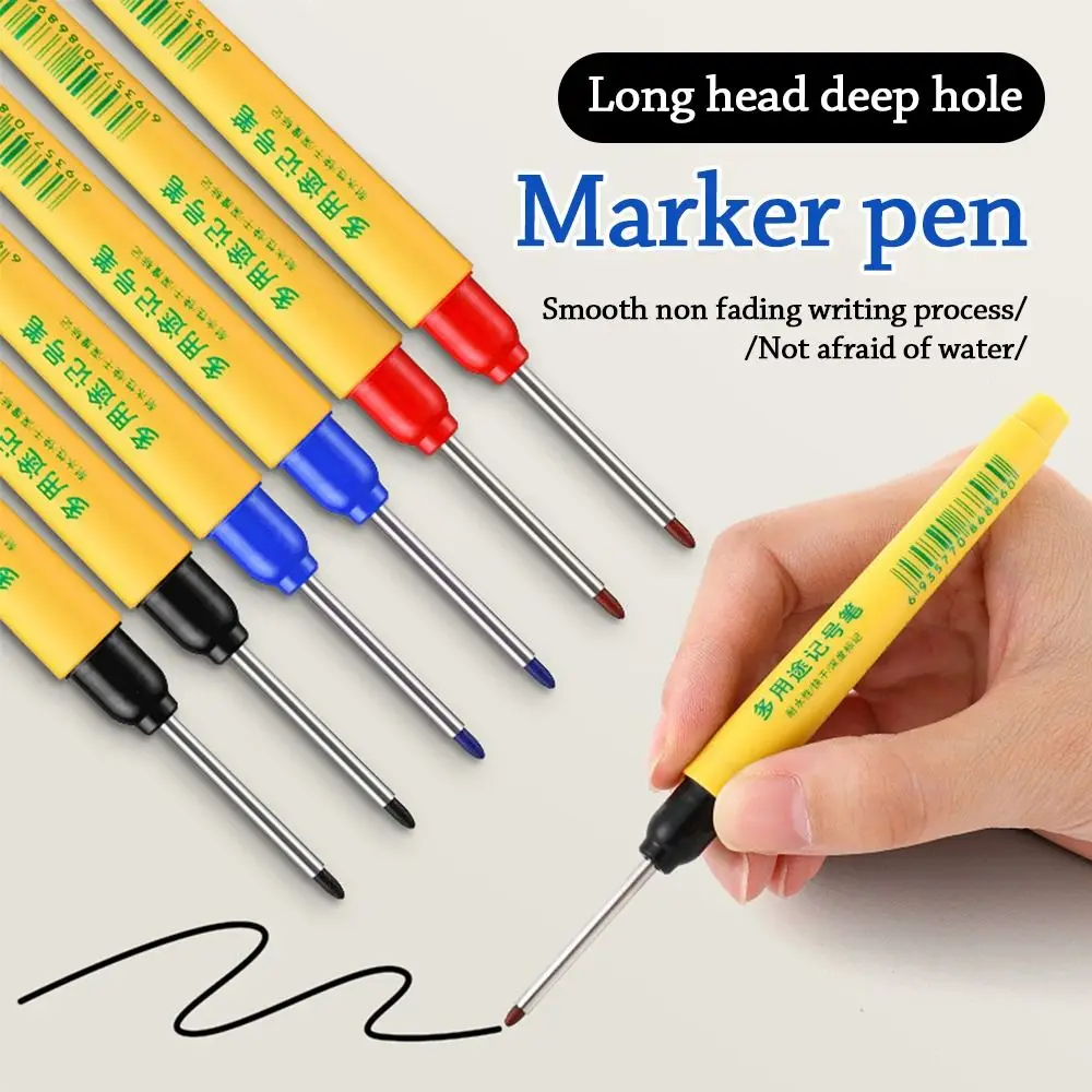 علامات الرأس الطويلة القائمة على الزيت 33 مللي متر رأس طويل أسود/أحمر/أزرق حبر قائم على الزيت قلم تحديد مقاوم للماء قلم تحديد النجارة باستخدام