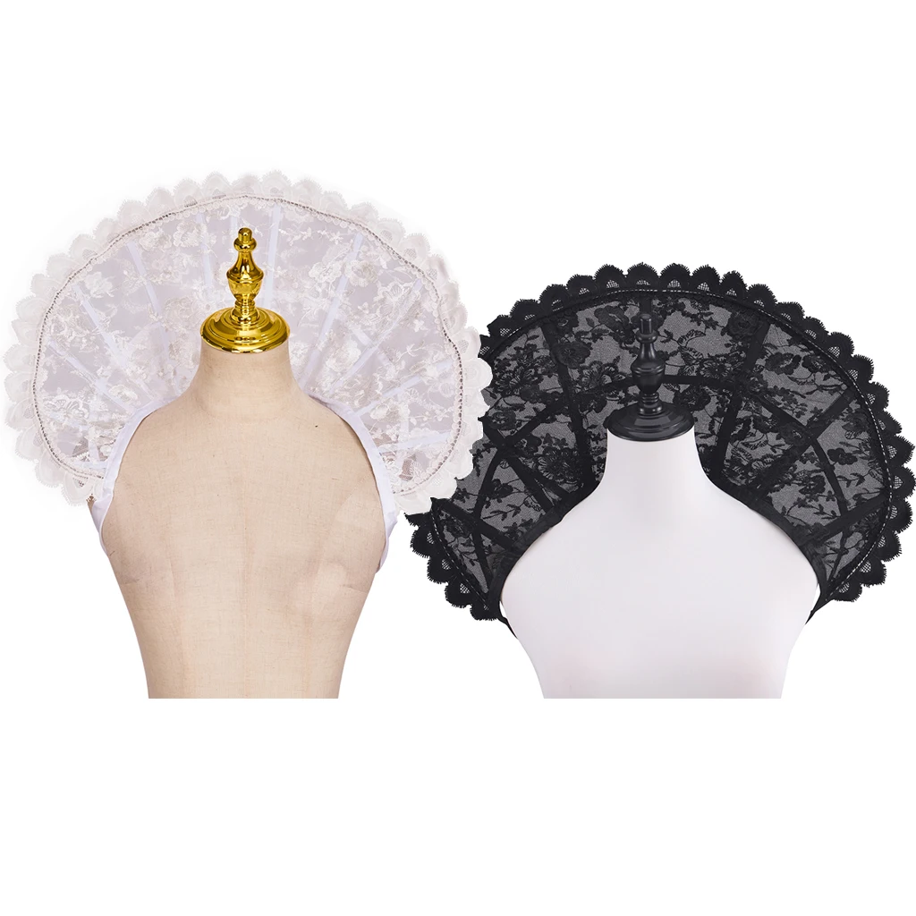 ใหม่ Queen Elizabeth Ruffs Victorian ลูกไม้สีขาวคอ Retro ยุคกลาง Royal Court ผ้าผูกคอ Regency Tudor Party อุปกรณ์เสริม
