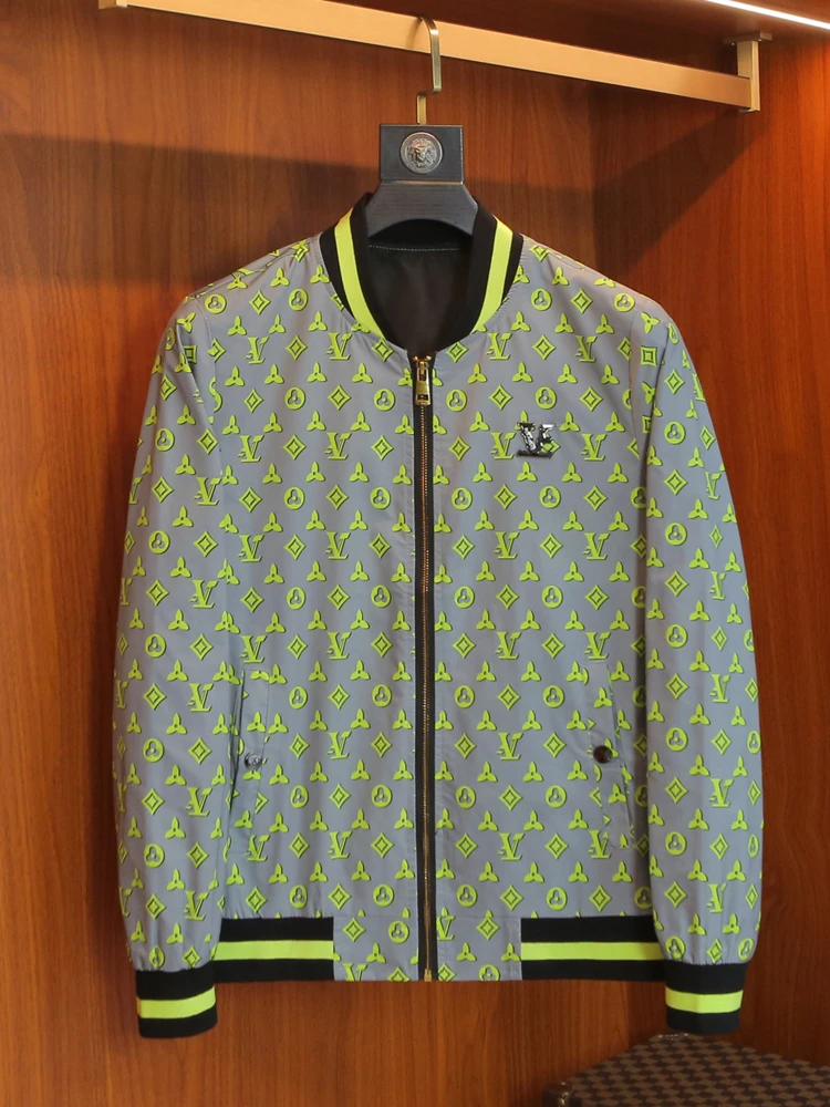 

Spring Autumn 2025 Men's Baseball Collar Jaet Casual Slim Fit Versatile Printed Breathable Polyester Faion Urban Sle