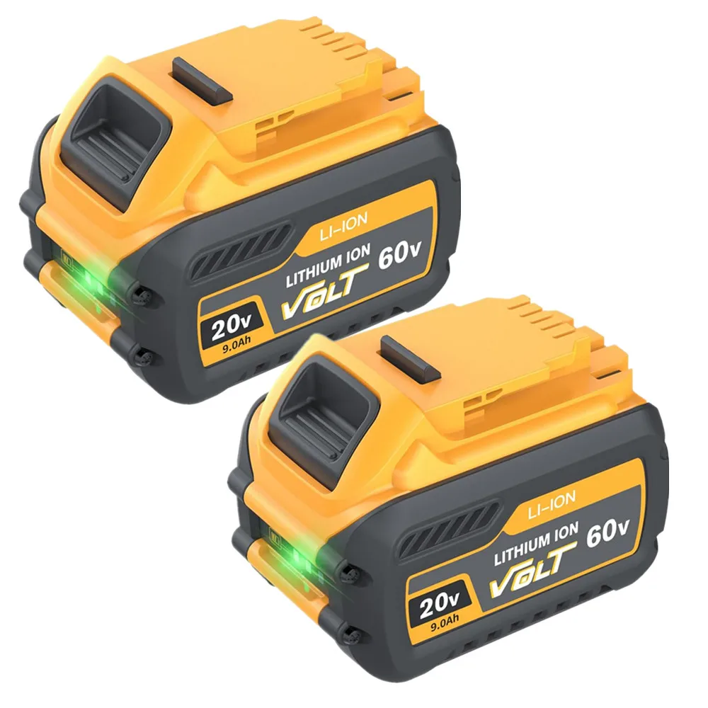 2 Pack 9.0Ah DCB606 Replacement For DeWalt 20V/60V MAX Battery Compatible With DeWalt Flex-Volt DCB609 DCB612 DCB606-2 DCB609-2