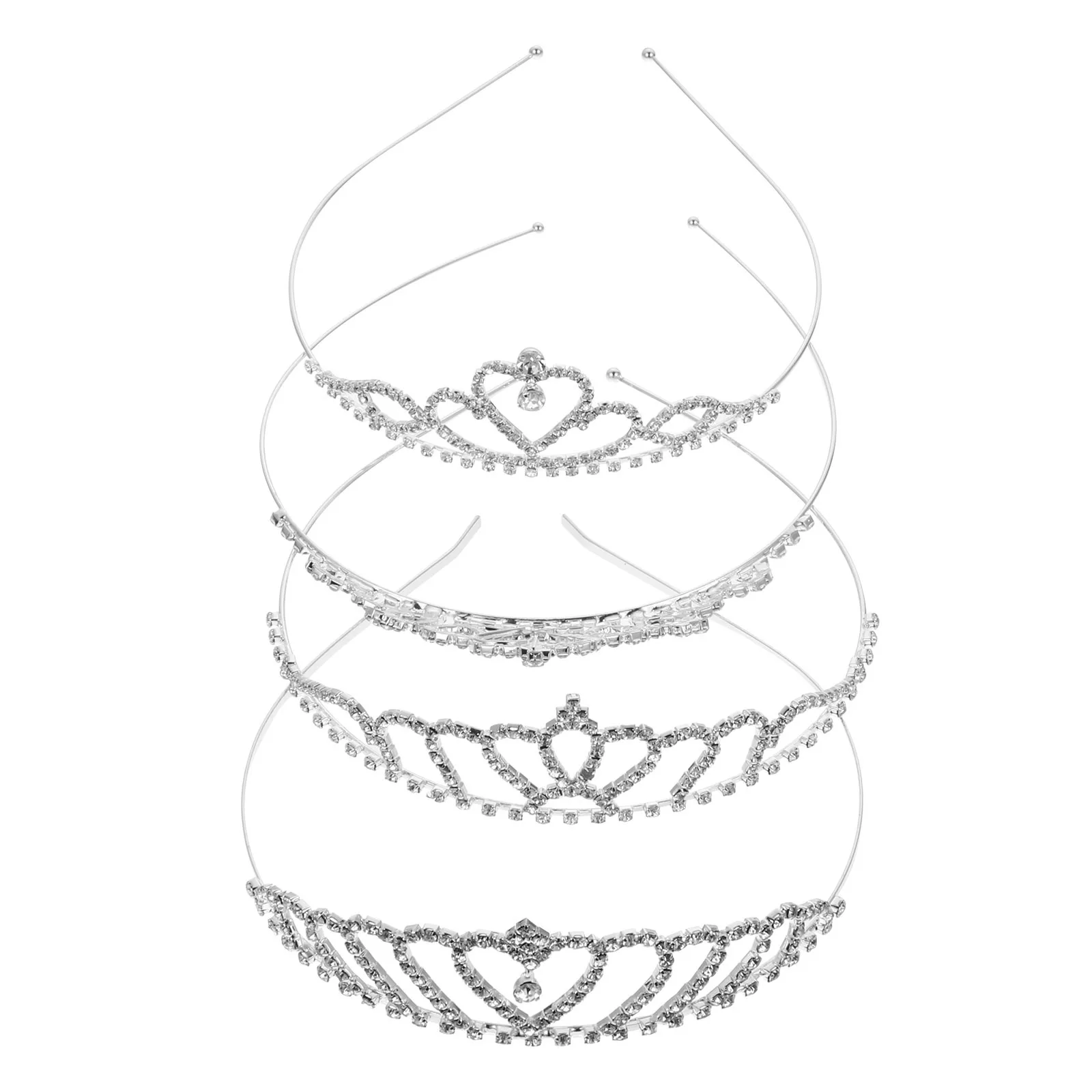 

4pcs Kids Birthday Crown Headband Rhinestone Decor Girls Wedding Prom Party Headpiece Sparkling Skin Safe Wear Resistant