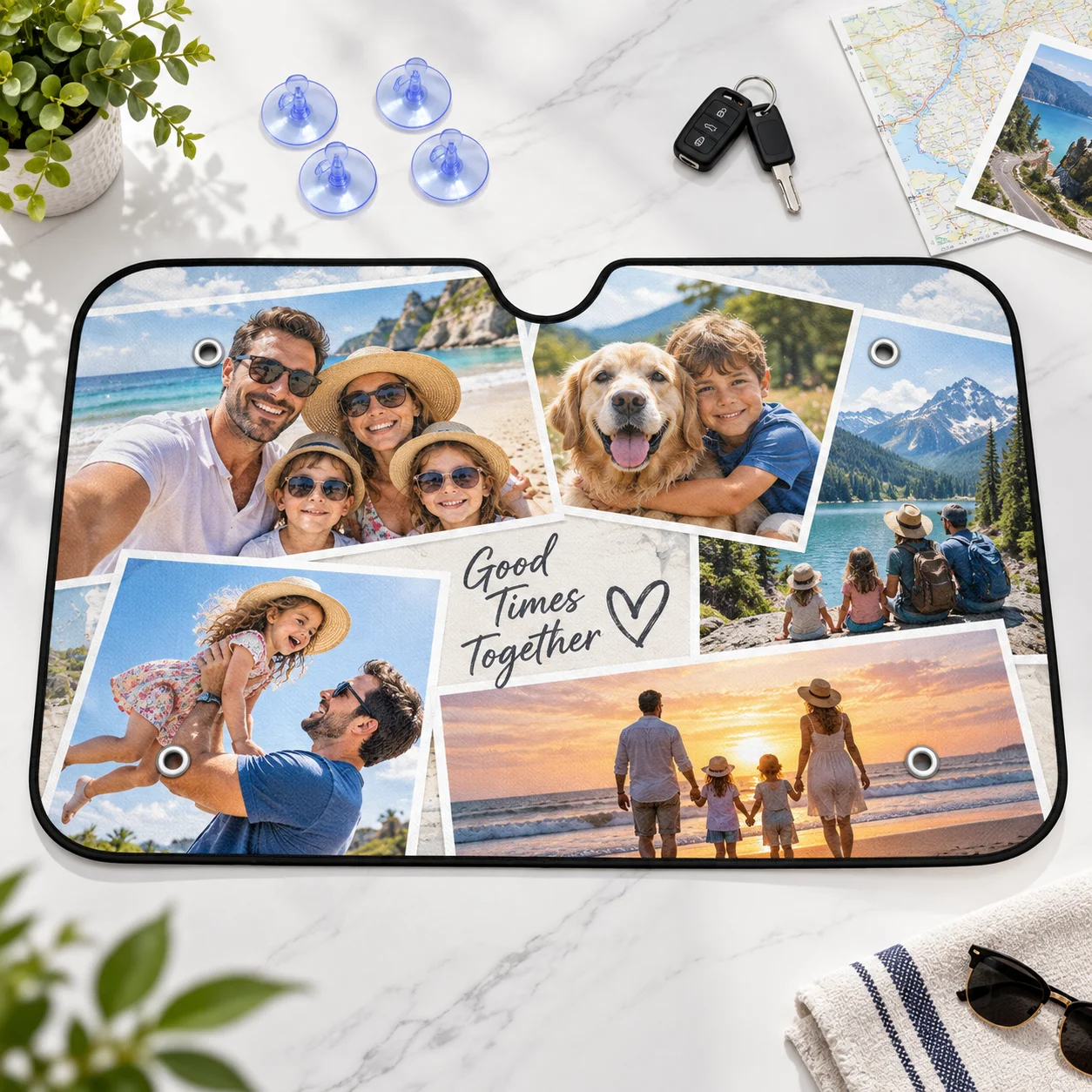 Custom Personalized Photo Car Windshield Sunshade Foldable UV Heat Block Sun Visor with Suction Cups Car Interior Decor Gift image 6