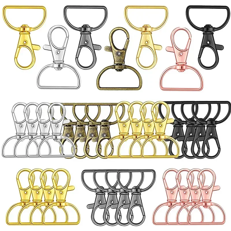 10/5Pcs Swivel Clasps With D Rings Lanyard Snap Hooks Keychain Clip Hook for Keychain Purse Hardware Sewing Craft Project