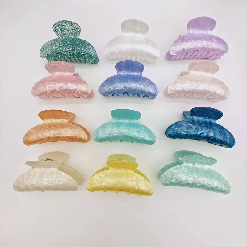 Neue bunte Marmor strukturierte Haarspange Hai Clip Vintage Haarspangen für Mädchen Klaue Clip für Frauen Haarschmuck