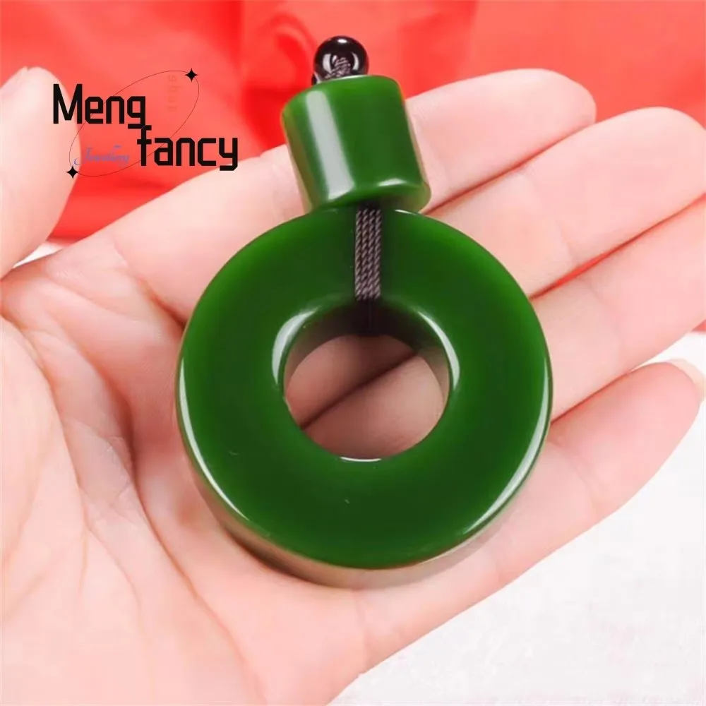 Natural Hetian White Jade Chicken Blood Seven-color Jade Great Peace Pendant Handle High-grade Exquisite Fashion Holiday Gifts