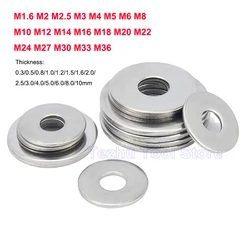 M1.6-M36 Large Flat Washer 304 Stainless Steel Big Metal Gasket Meson Plain Washers For Screw Bolt Thickness 0.3mm-10mm