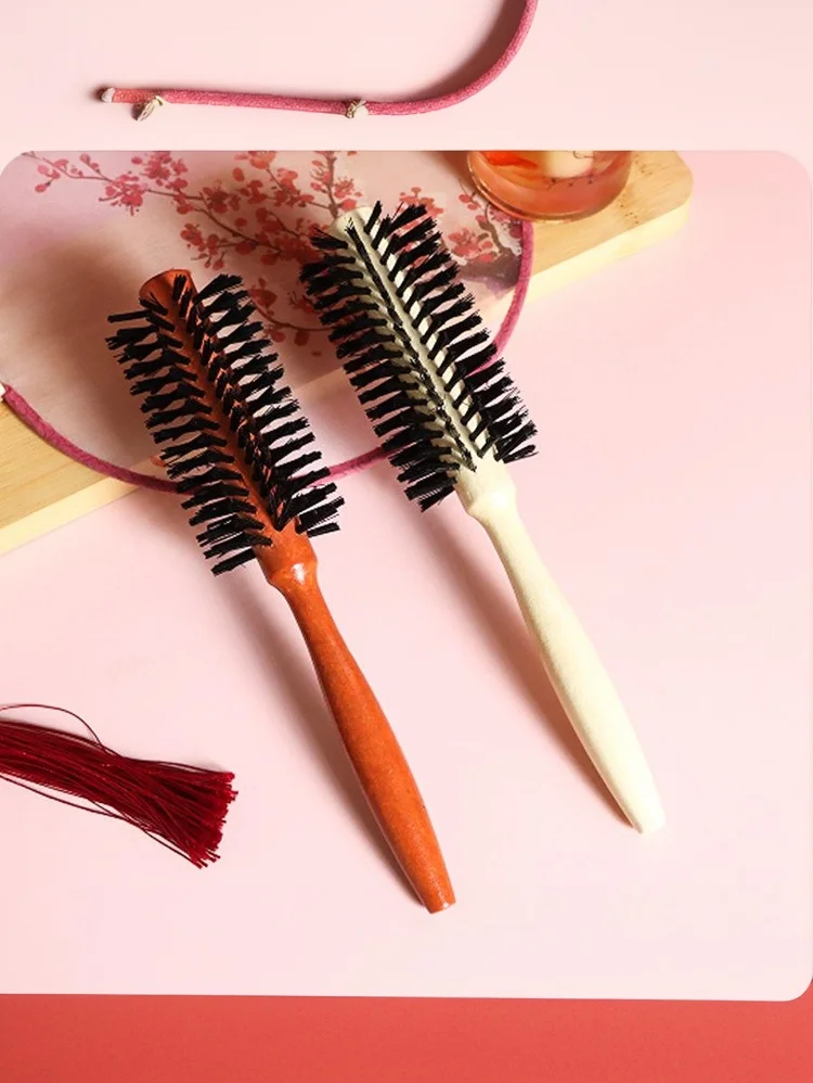 전문가용 특수 나무 컬링 빗 헤어 살롱 롤 빗 여성 및 남성용 미용 도구 원형 실린더 브러쉬
