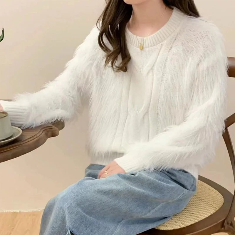 New Autumn/Winter Fashion Korean Edition Round Neck Short Tassel Loose Versatile Western Style Slim Long Sleeve Women\'s Sweater